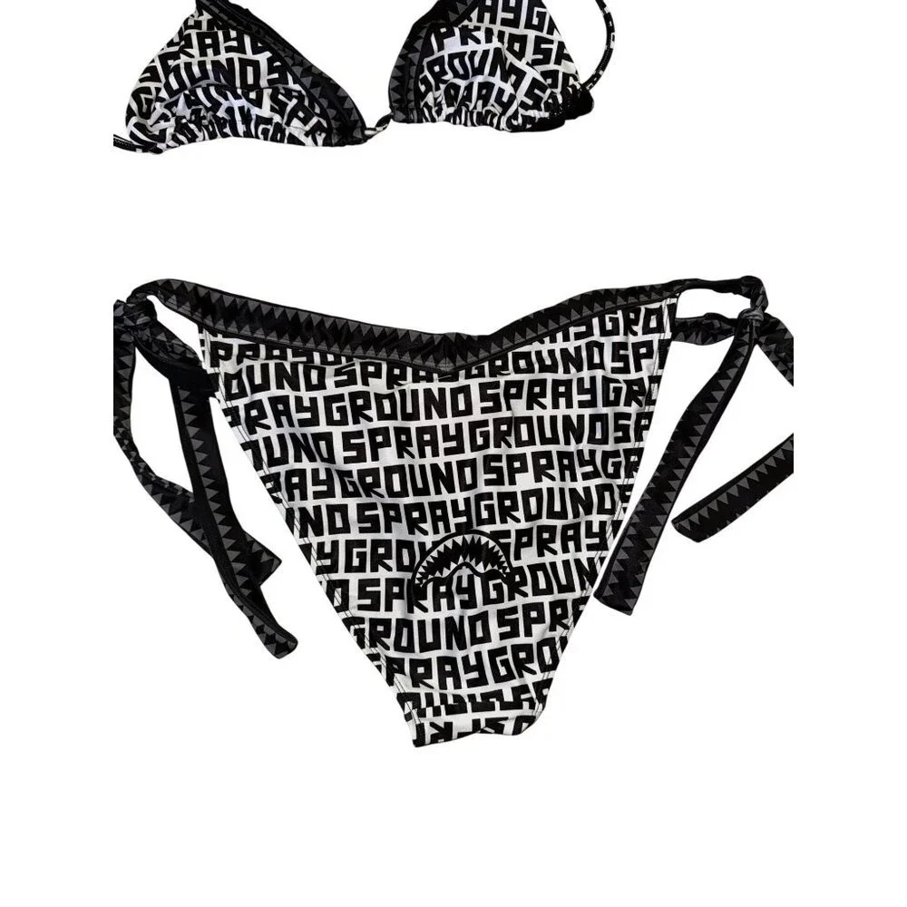 Sprayground Limited Edition Black &‎ White Bikini Set XL Bottom Large Top Sexy